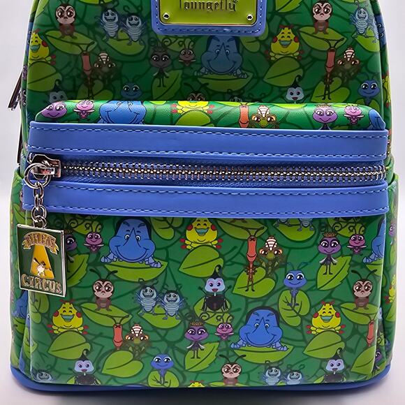 Loungefly X Pixar Disney A Bug\'s Life Green Mini Backpack Character Flik Dot NEW main image 6